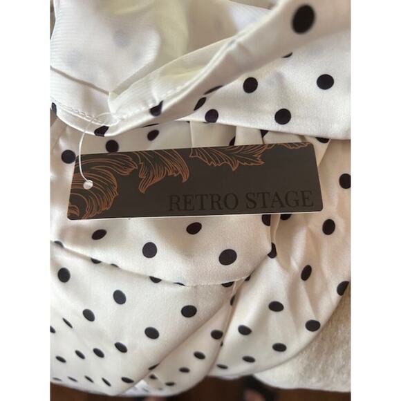 Retro Stage White & Black Polka Dot Cropped Jumpsuit Size XXL NWT - Picture 8 of 8